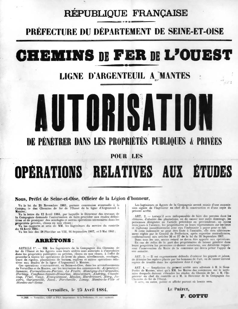Arrêté du préfet (Archives Départementales des Yvelines)