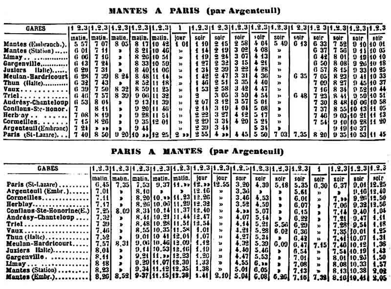 Horaires de la ligne à son ouverture (Source : Le Journal de Mantes)