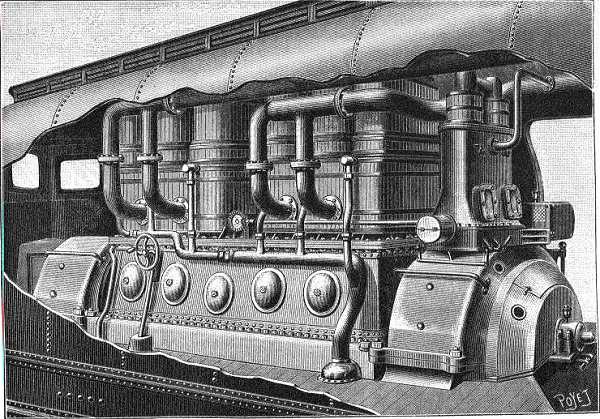 La 8001 - Le moteur à vapeur couplé aux deux dynamos