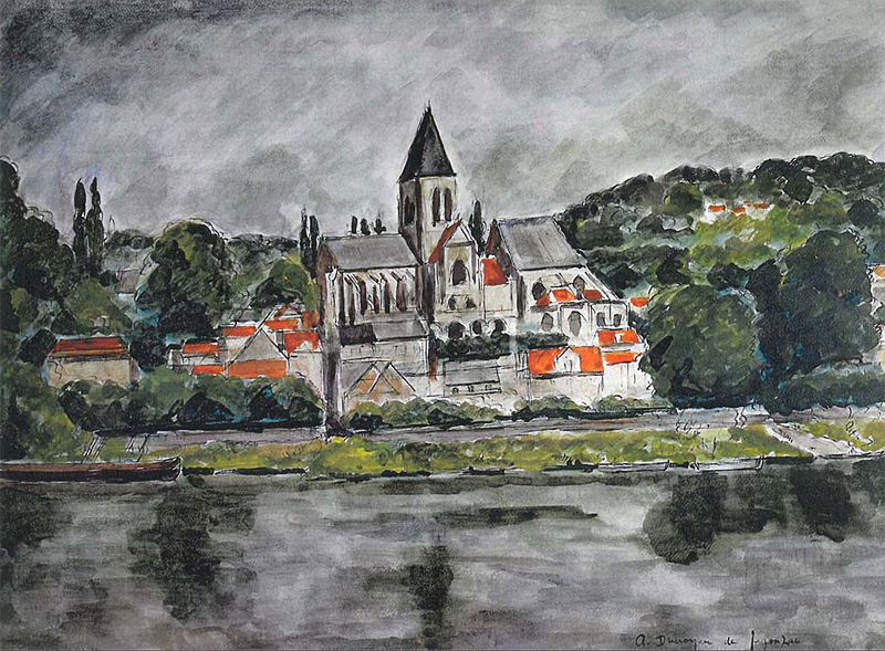 La Seine à Triel, 1955 - 1958. Aquarelle, Sceaux, musée de l’Ile de France.