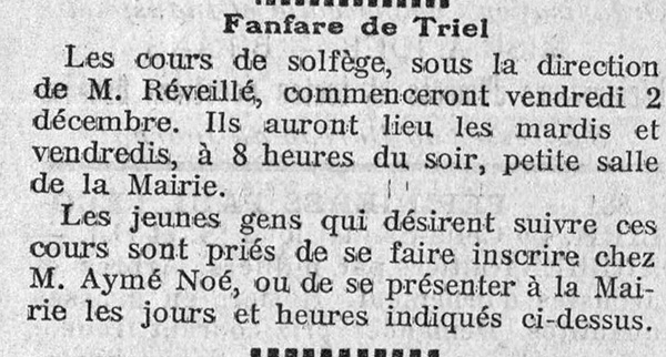 Article extrait du Journal de Poissy - 1er décembre 1927. ID483 01 Journal Poissy décembre 1927