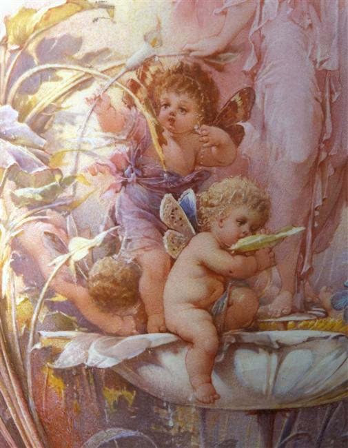 Détail d'un décor de vase de la manufacture de Sèvre (1873) par Suzanne-Estelle Apoil. ID575 04 Vase Suzanne Apoil