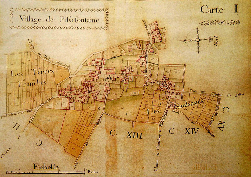 Carte du terroir de Pissefontaine de 1760 ID97_01_carte_pissefontaine